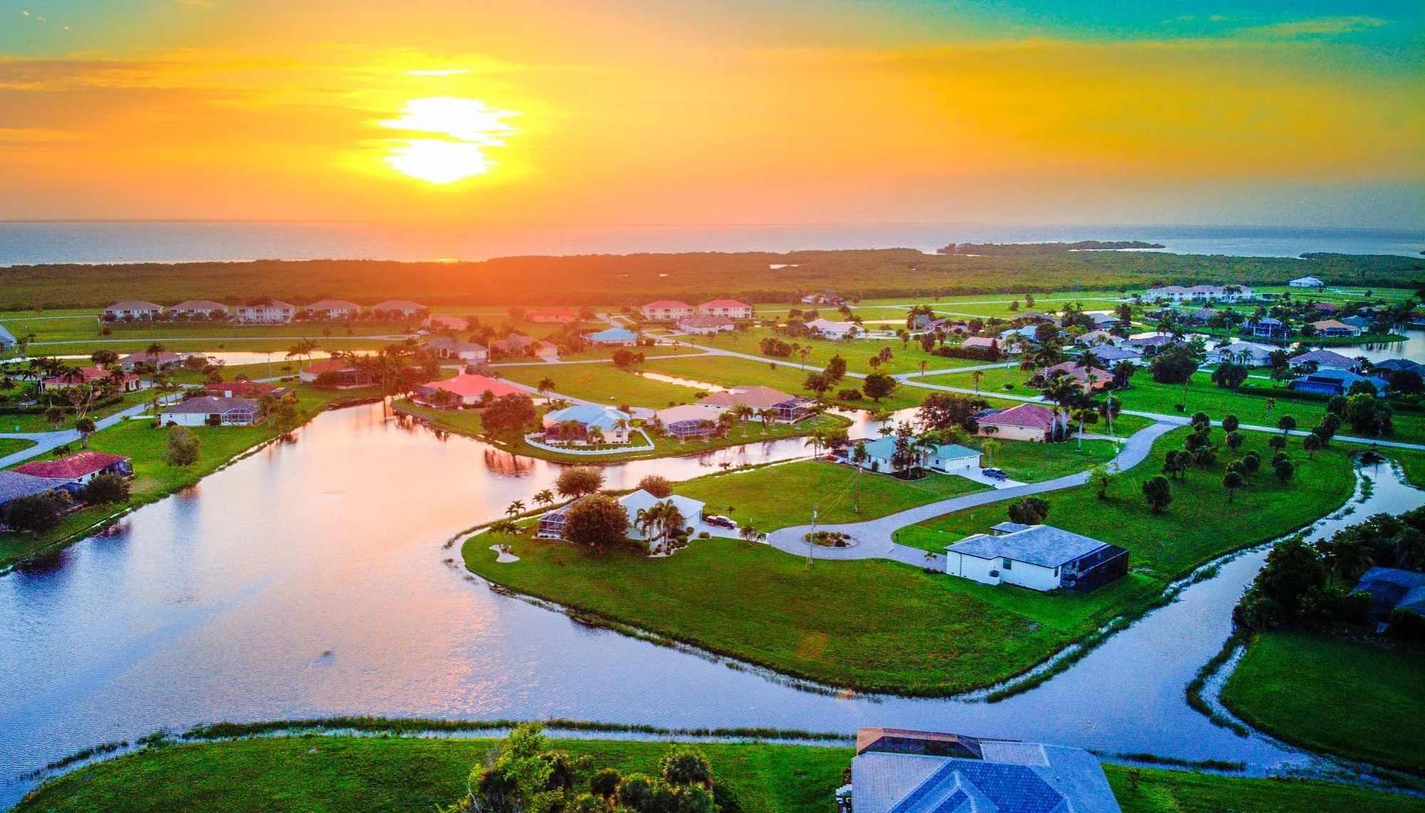 Sunset in Burnt Store Lakes, a good neighborhood in Punta Gorda.